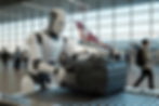 Image generated with AI of a humanoid robot handling baggage at an airport