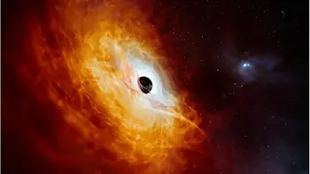 Artwork: The bright core of J0529-4351 is powered by a supermassive black hole