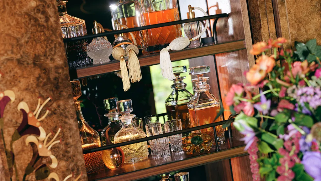 The well-stocked bar