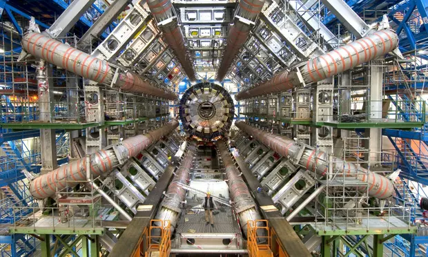 Interior view of the subterranean Large Hadron Collider