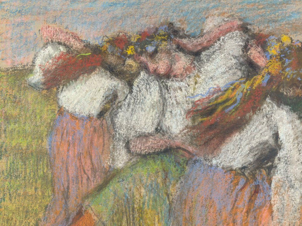 Close up of dancers in the Edgar Degas painting
