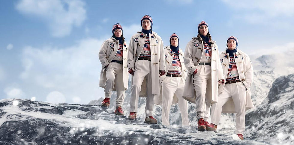 models wearing Team USA’s Opening Ceremony uniforms for 2026 Winter Games
