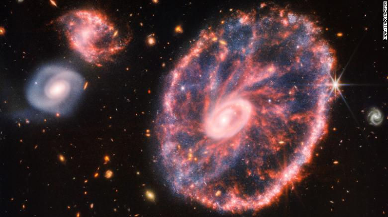 Cartwheel Galaxy photographed by the JWST