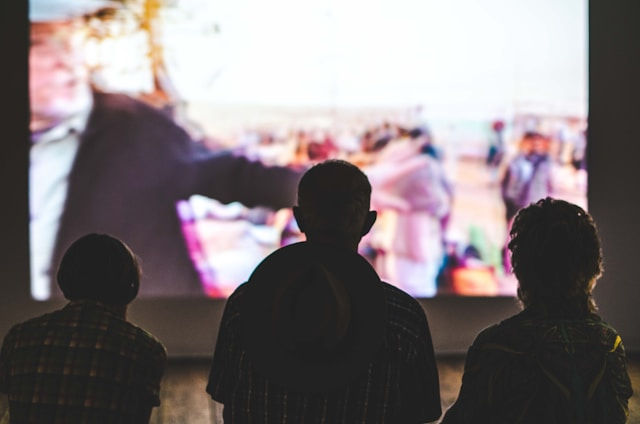 Movie-goers watching a film in a cinema