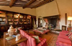 villa montefiori tuscany sitting room and library