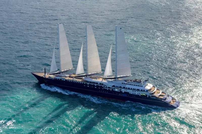 The Orient Express Corinthian underway with sails unfurled