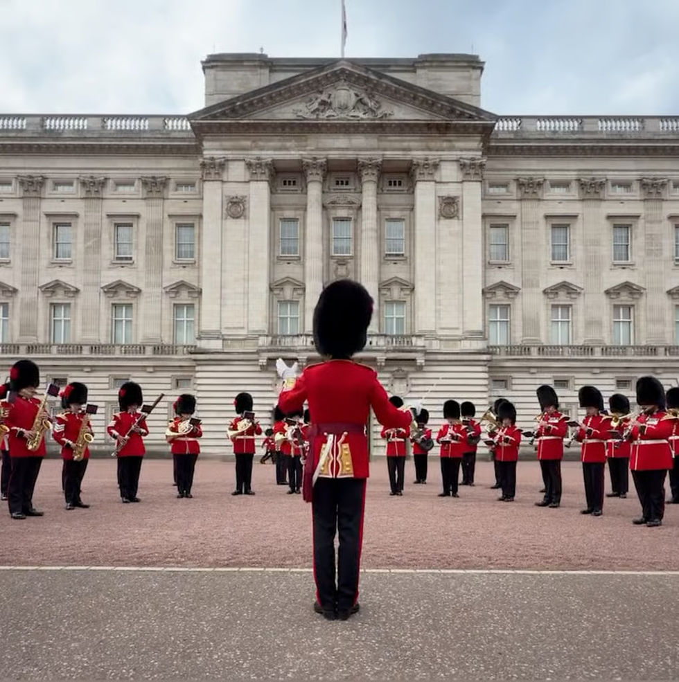 King's Guard Performing '9 to 5' Outside Buckingham Palace