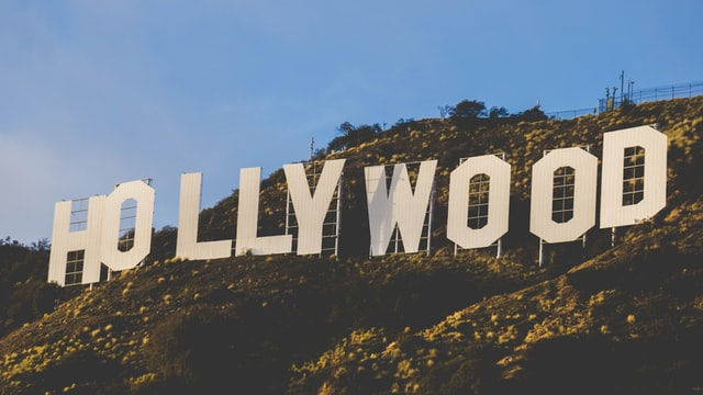 The giant Hollywood sign on a hillside