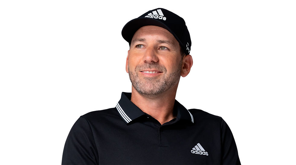 Sergio Garcia wearing a black adidas branded cap