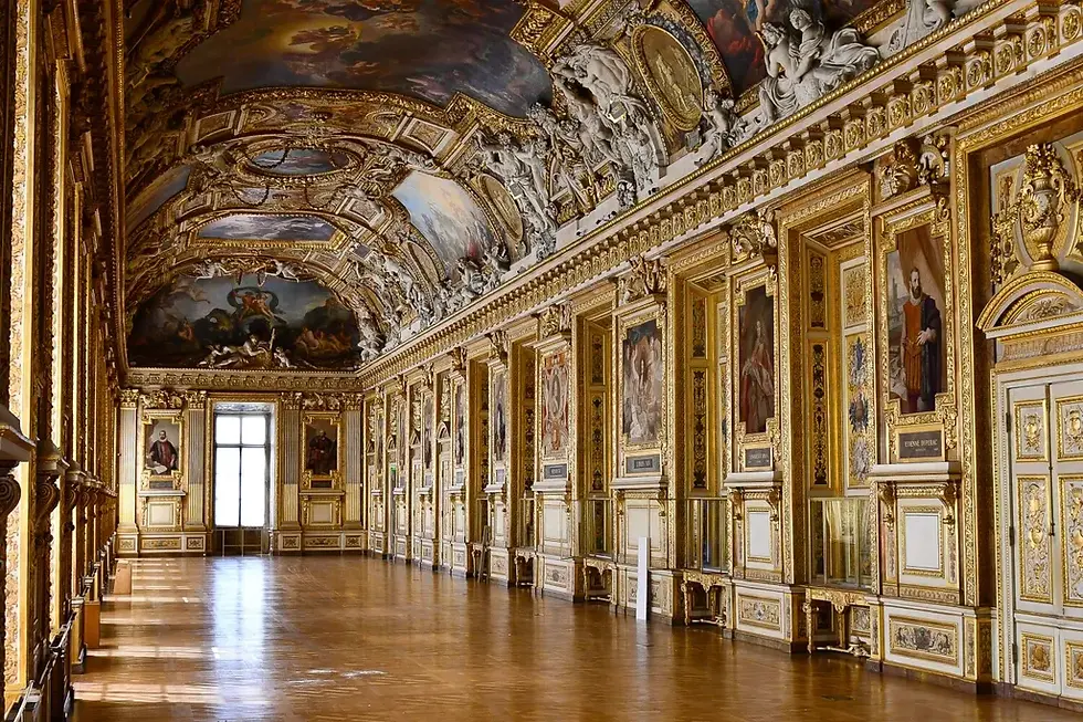 the gilded Apollo Gallery in the Louvre