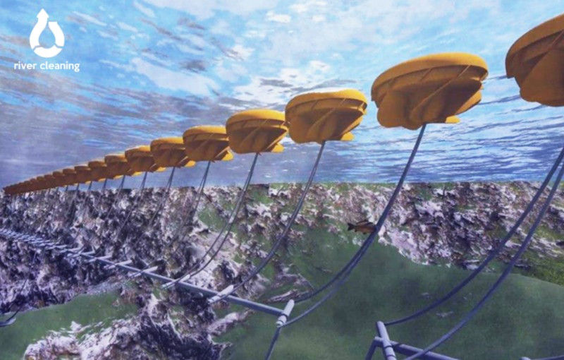 Underwater view of River Cleaning's invention