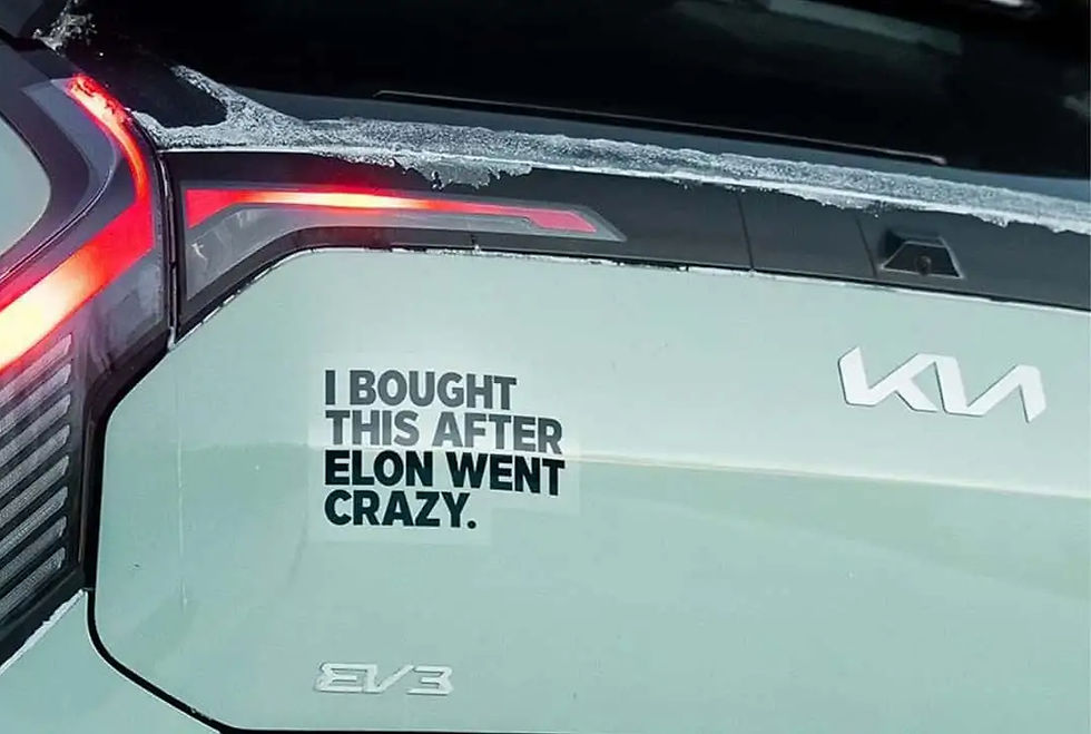 Sticker saying: I bought this after Elon went crazy.