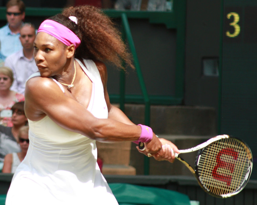 Serena Williams hitting a double-handed backhand at Wimbledon in 2012
