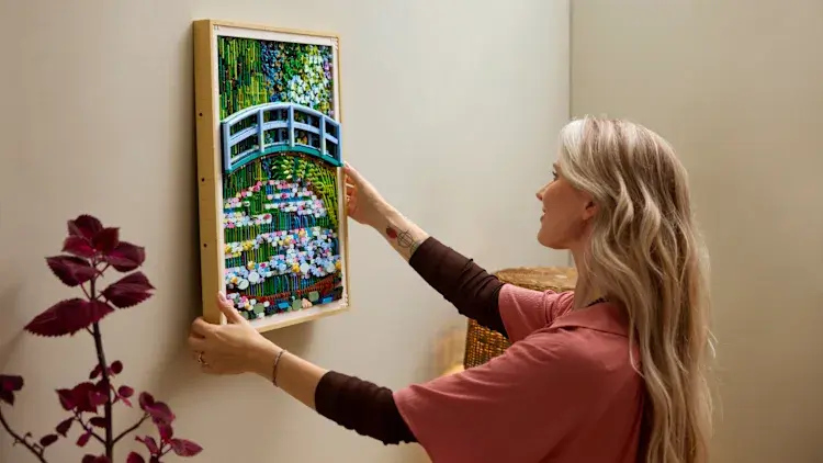 Claude Monet’s painting 'Bridge over a Pond of Water Lilies' - but made out of Lego pieces