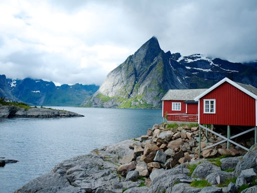 Cabin beside a fjord in Norway