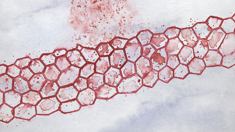 Illustration of interlinked hexagonal shapes, like a honeycomb