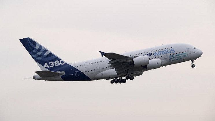 Airbus 380 plane flying