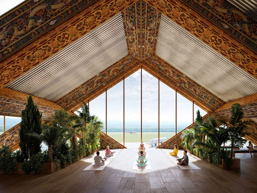 rendering of the gorgeous yoga space at Gelephu International Airport