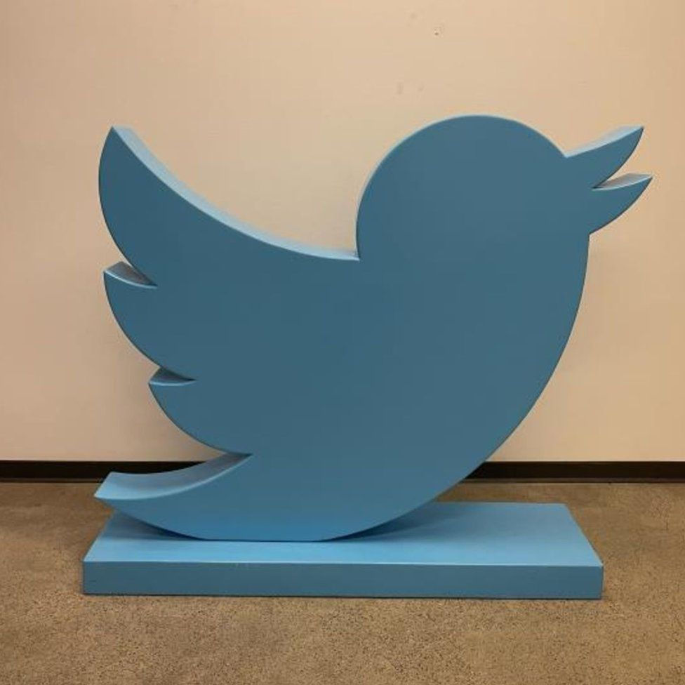 Twitter logo statue