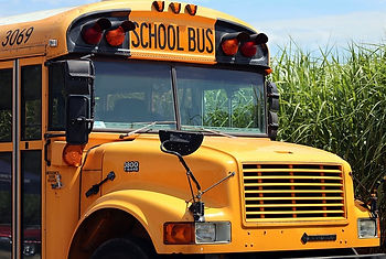 Bright yellow school bus in America