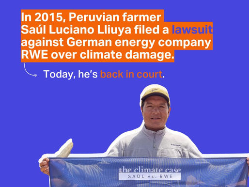 Facebook post by Client Earth featuring a Peruvian farmer