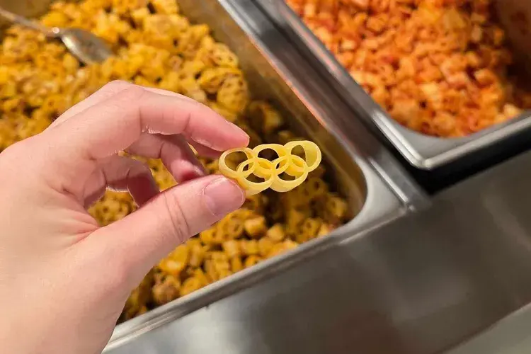 pasta shaped like the Olympic rings