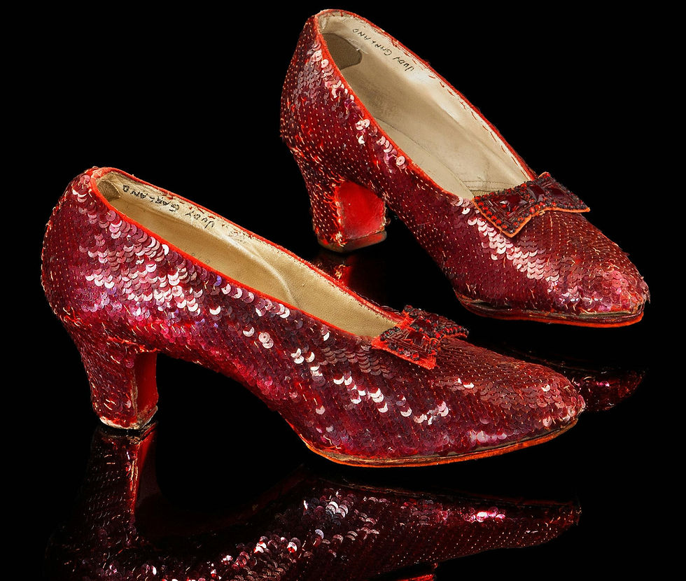 Ruby slippers worn by Judy Garland in The Wizard of Oz