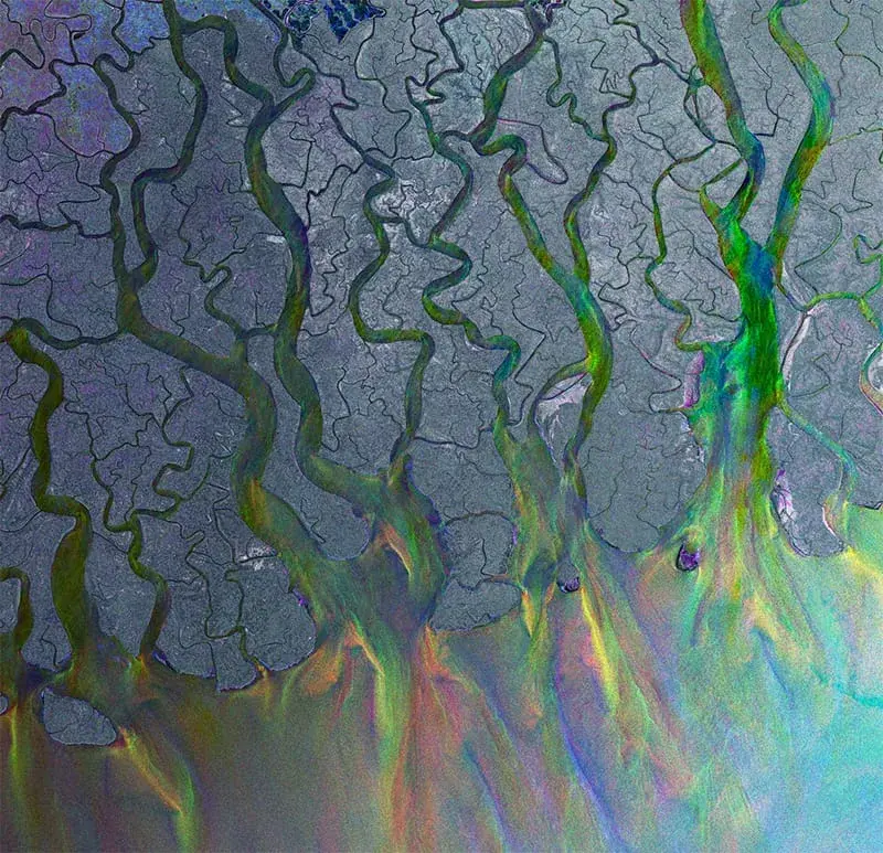 Ganges river delta viewed from space