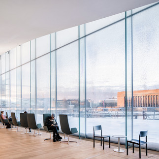 Third floor viewing gallery at Oodi Library