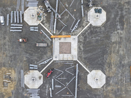 Concrete base for the construction of the world's tallest wind turbine in Germany