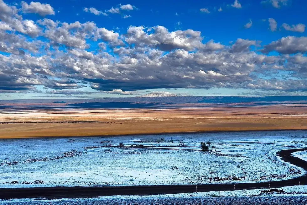 A light blanket of snow in the Atacama desert