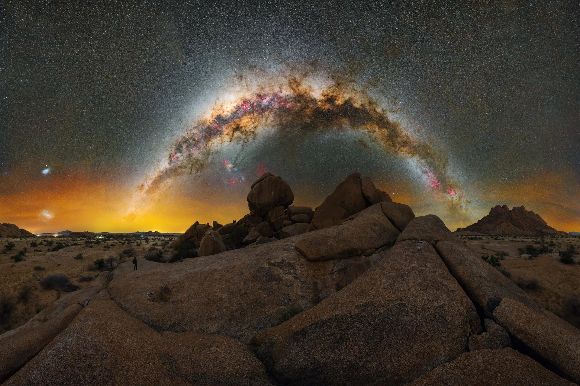 Milky Way seen arching over the desert in Namibia
