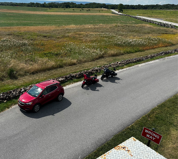 Motorcycles resting at Gettysburg