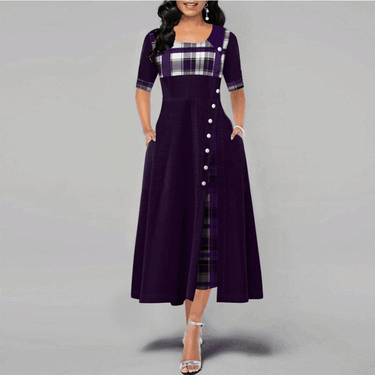 Thumbnail: Plus Size Asymmetrical Dress Women's Half Sleeve Casual Spring