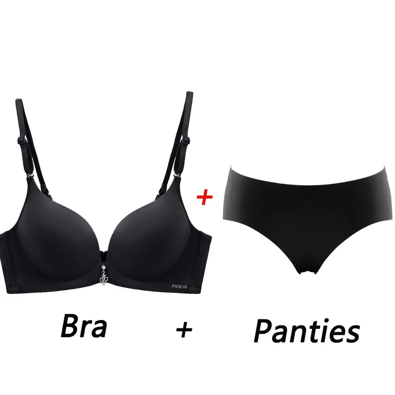 Thumbnail: Sexy Push-Up Wire-Free Bra and Panty Lingerie Set for Women