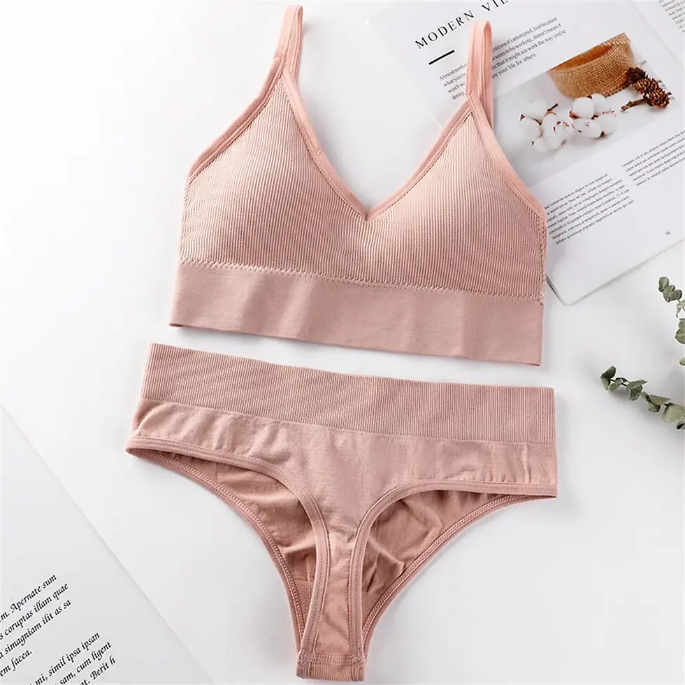 Thumbnail: Seamless Wire-Free Cotton Bra and Panty Set Comfortable Women Lingerie