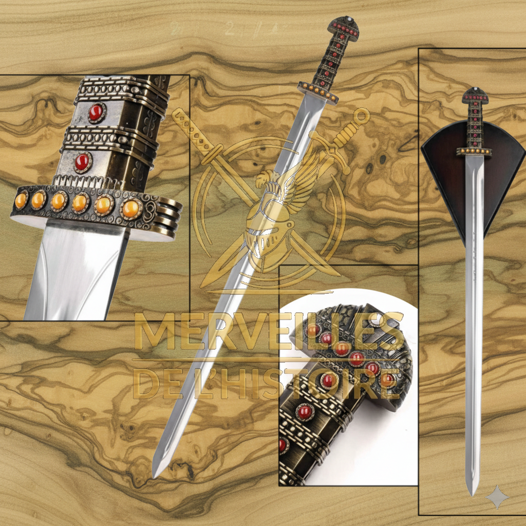 Vikings Epee du Roi Ragnar Lothbrok et Björn côtes de fer 100 cm avec support