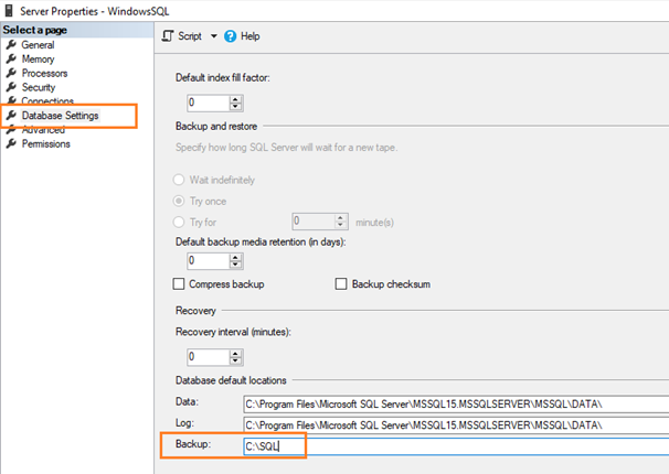 Modify Backup directory