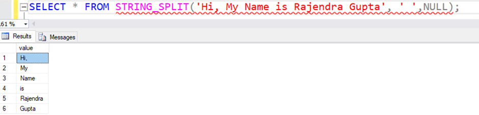 SQL Server 2022 STRING_SPLIT Function