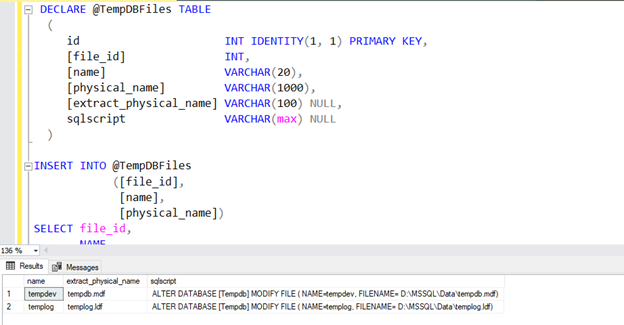 Dynamic SQL to generate the ALTER DATABASE statement