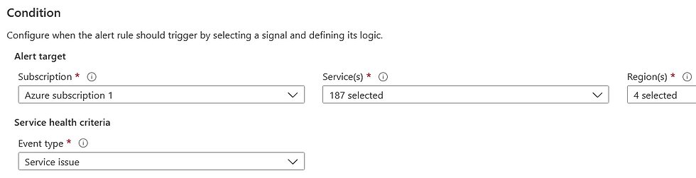 Configure a condition for Azure alert