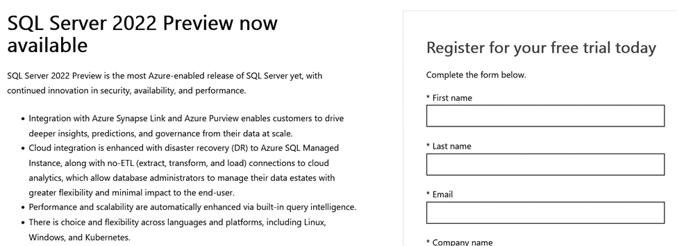 SQL Server 2022 Preview