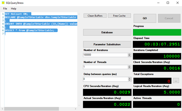 SQL Server MeMORY OPTIMIZEDTable Variables