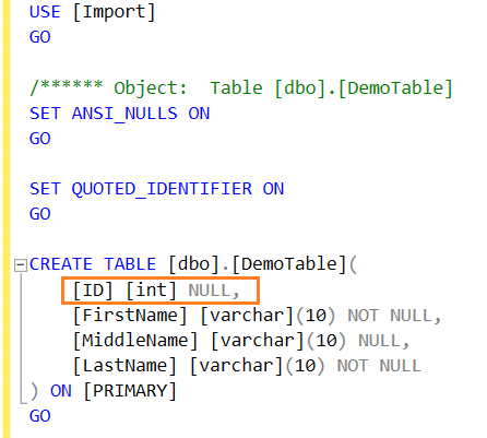 SQL Server NULL column