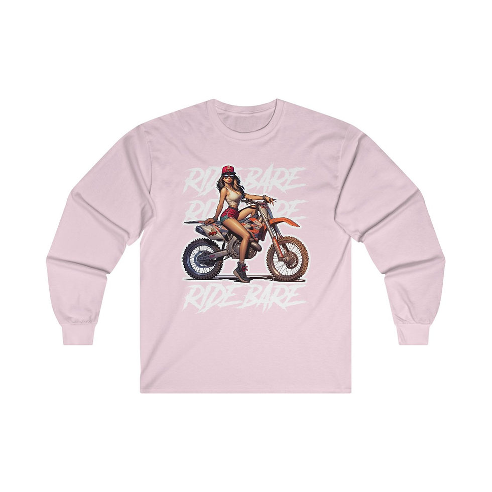 Thumbnail: PIN UP GIRL RIDE BARE ADULT LONG SLEEVE T SHIRT