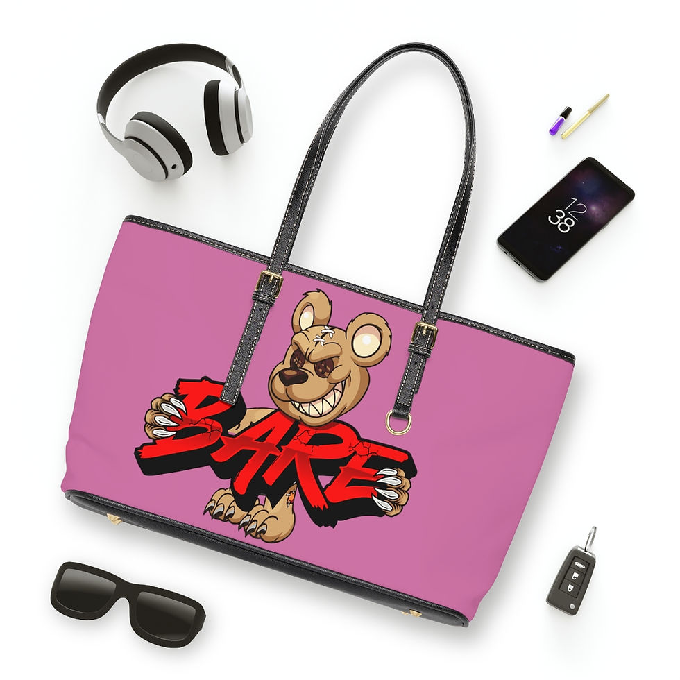Thumbnail: EVIL TEDDY BARE PINK PU LEATHER SHOULDER BAG 