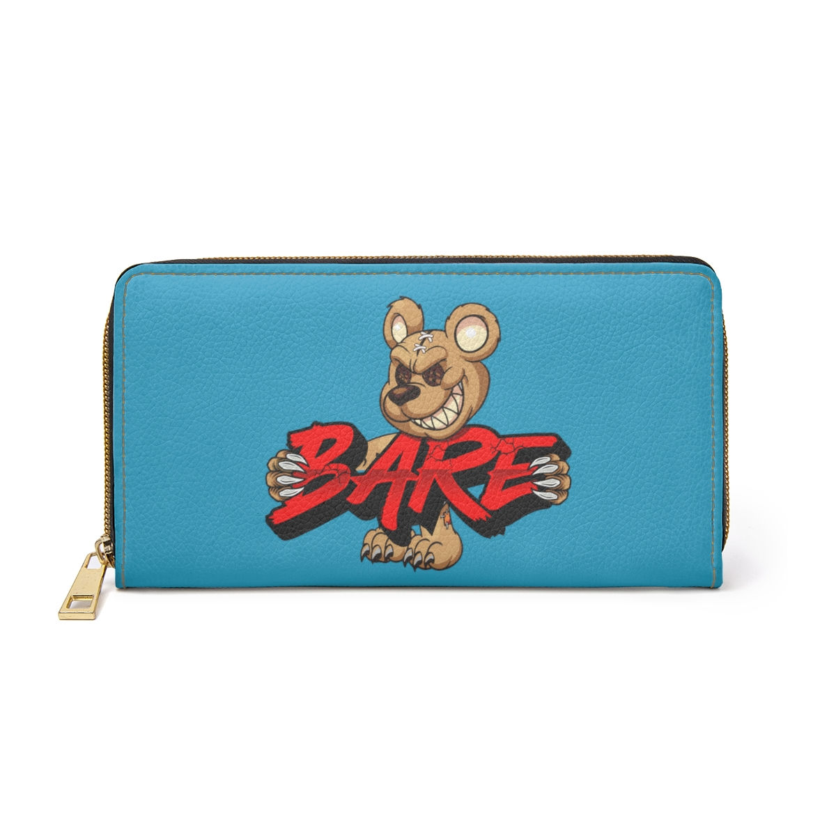 EVIL TEDDY BARE TEAL ZIPPER WALLET