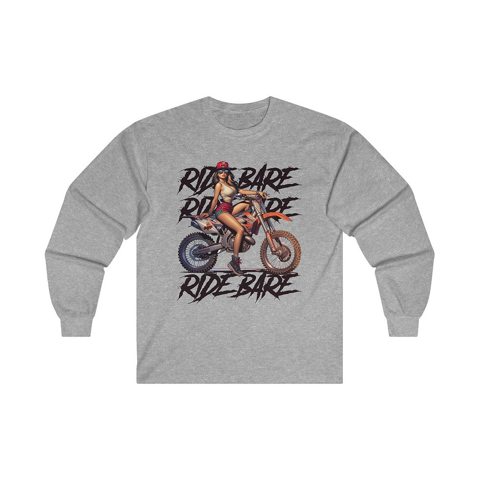 Thumbnail: PIN UP GIRL RIDE BARE ADULT LONG SLEEVE T SHIRT