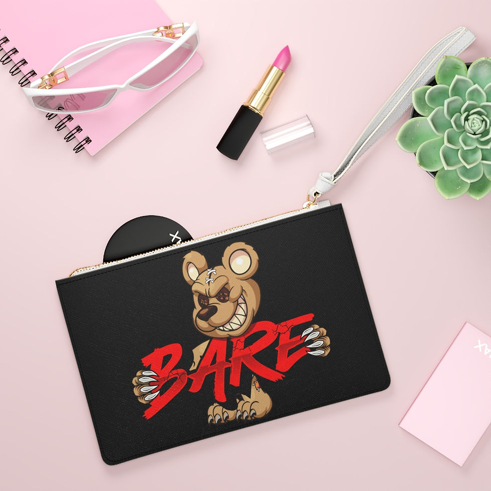 Thumbnail: EVIL TEDDY BARE VEGAN LEATHER CLUTCH BAG IN BLACK