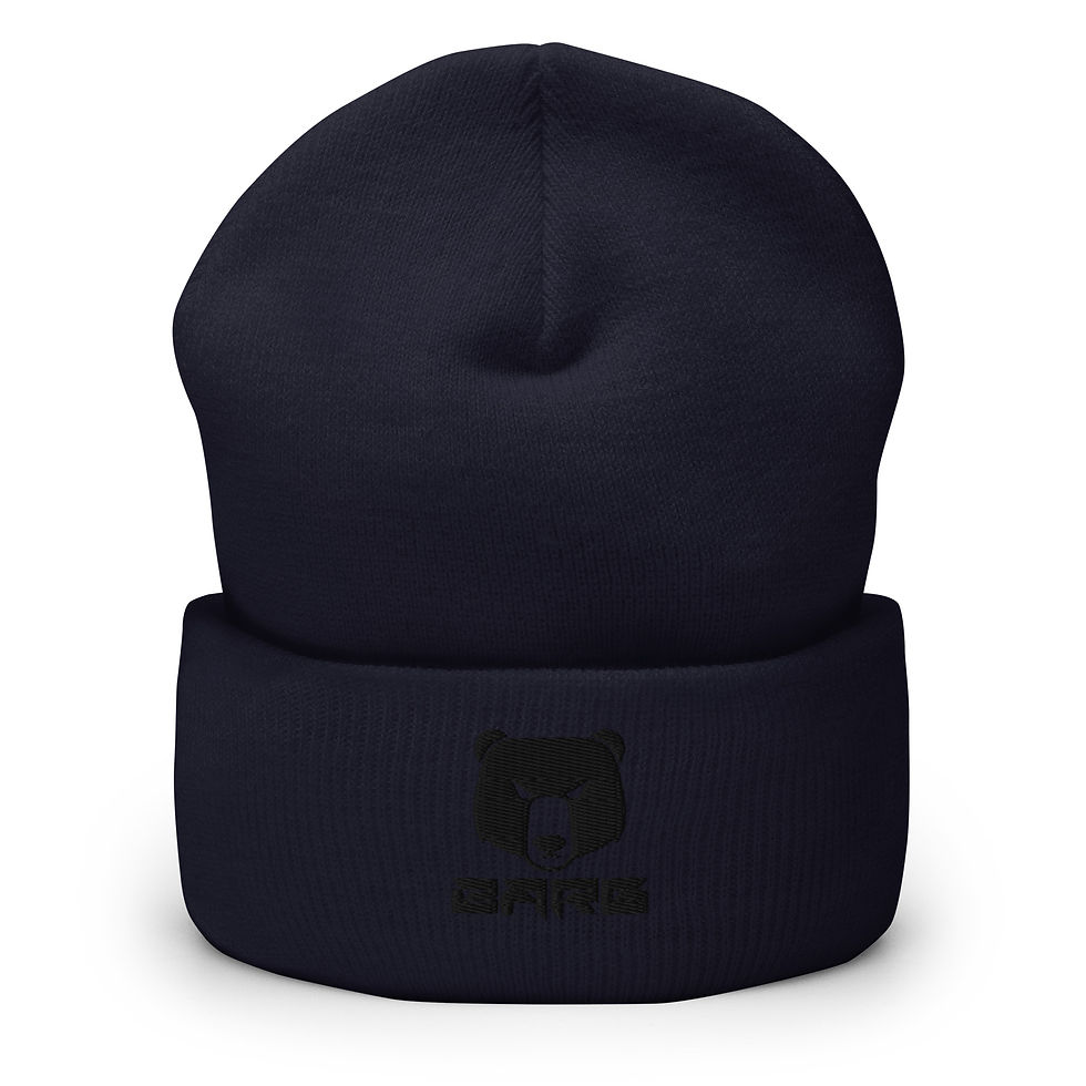 Thumbnail: BARE HEAD BLACK THREAD CUFFED BEANIE 